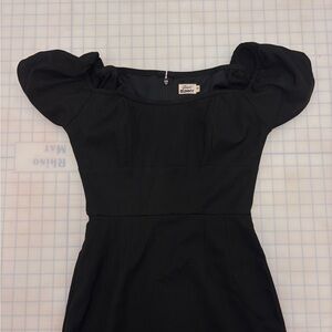 Glamour Bunny Black Puff Sleeve Dress by